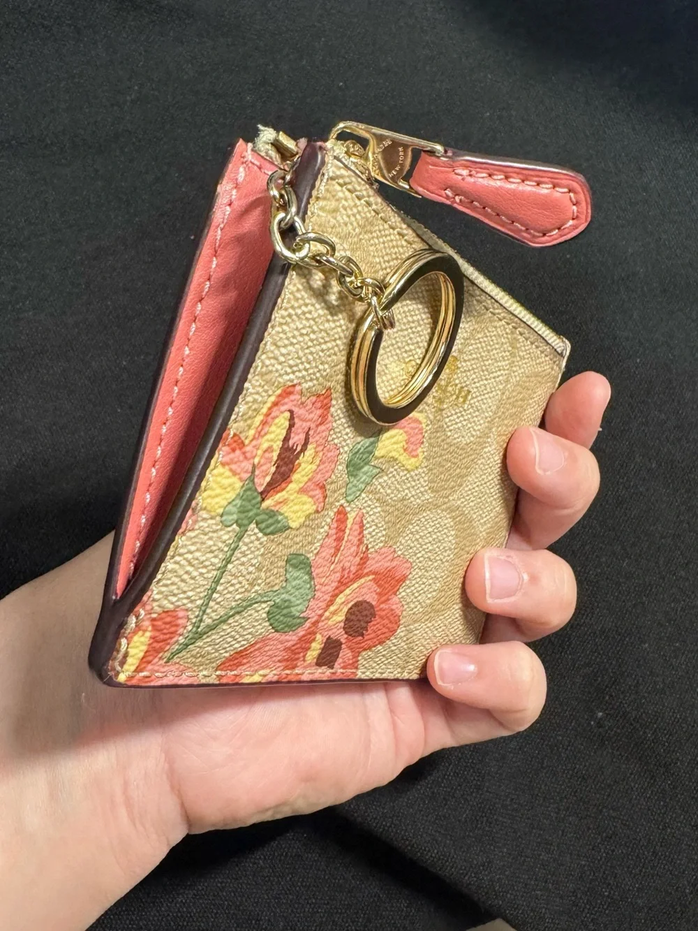 Coach - Mini Skinny ID Case Wallet Signature Canvas with Floral Print